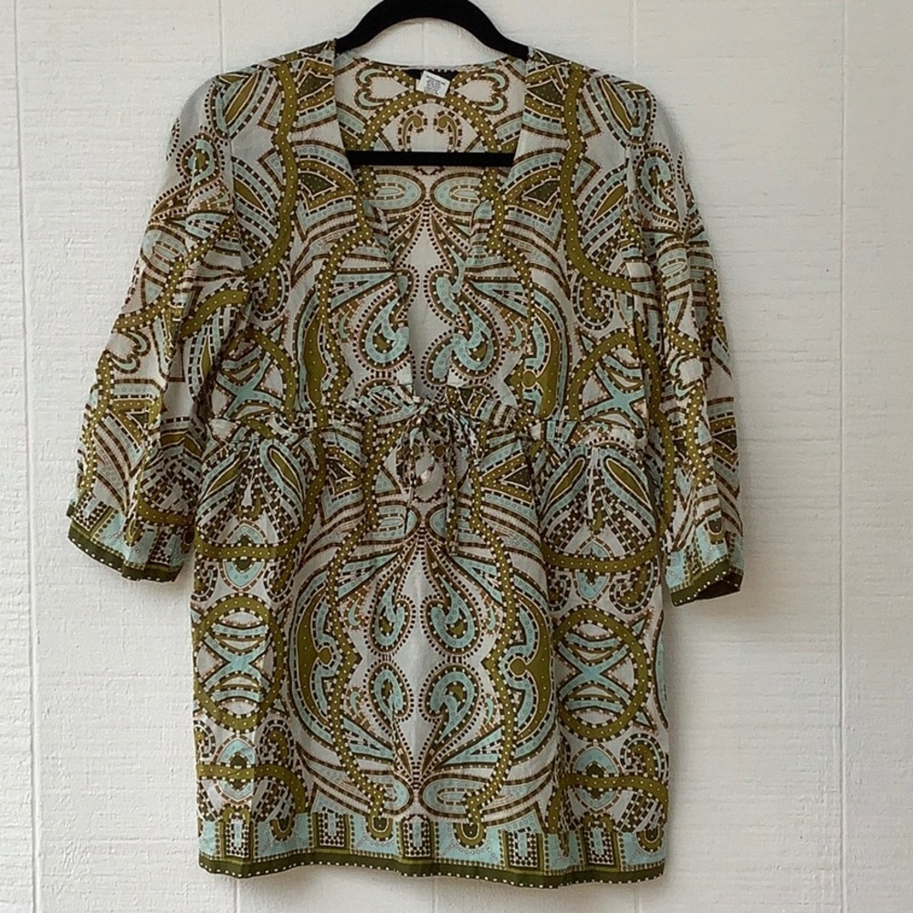 J.Crew Women's Open Front with Tie 3/4 Sleeve Top